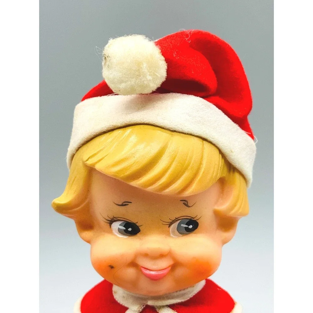Vintage Santa Baby Christmas Elf Doll Holiday Plastic Figure MCM Japan